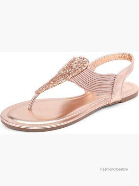 Sparkly Rhinestone Gladiator Flat Sandals with Elastic Straps